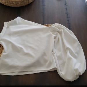 White Off the Shoulder White Crop Blouse